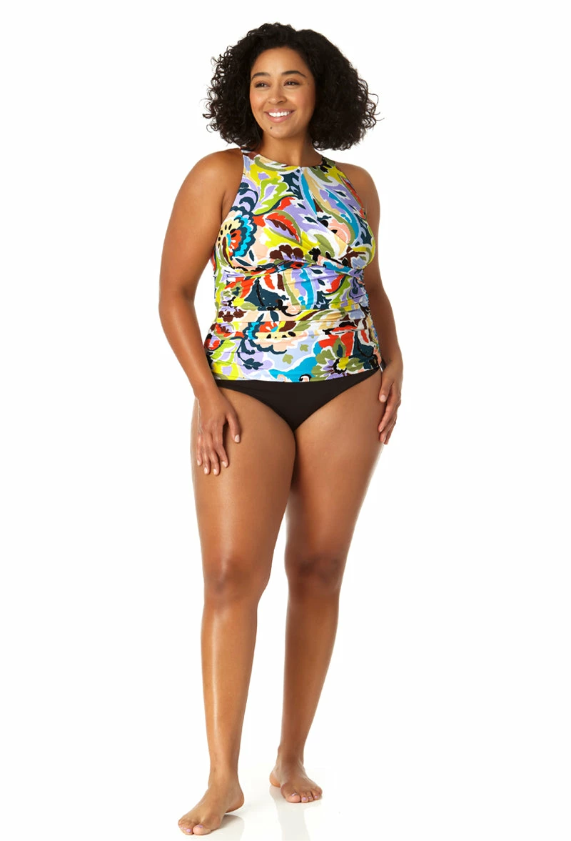 Anne Cole Plus - Women's Front Wrap High Neck Keyhole Tankini Swim Top 10 Anne Cole Plus - Women's Front Wrap High Neck Keyhole Tankini Swim Top - Image 8