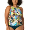 Anne Cole Plus - Women's Front Wrap High Neck Keyhole Tankini Swim Top 2 Anne Cole Plus - Women's Front Wrap High Neck Keyhole Tankini Swim Top -SWIMSUITS DIRECT Sales 23PT24961 MULT MYMB36001 DSBL 1328 FRONT