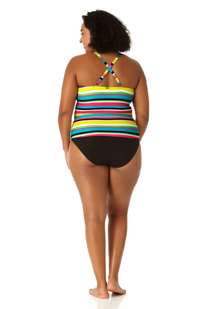 Anne Cole Plus - Women's Center Tab High Neck Tankini Swim Top 6 Anne Cole Plus - Women's Center Tab High Neck Tankini Swim Top - Image 4
