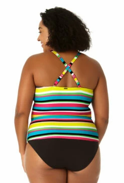 Anne Cole Plus - Women's Center Tab High Neck Tankini Swim Top 11 Anne Cole Plus - Women's Center Tab High Neck Tankini Swim Top -SWIMSUITS DIRECT Sales 23PT29584 MULT MYMB36001 BLK 1868 BACK