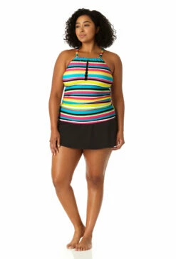 Anne Cole Plus - Women's Center Tab High Neck Tankini Swim Top 16 Anne Cole Plus - Women's Center Tab High Neck Tankini Swim Top -SWIMSUITS DIRECT Sales 23PT29584 MULT MYMB41401 BLK 1968
