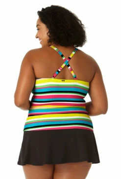 Anne Cole Plus - Women's Center Tab High Neck Tankini Swim Top 15 Anne Cole Plus - Women's Center Tab High Neck Tankini Swim Top -SWIMSUITS DIRECT Sales 23PT29584 MULT MYMB41401 BLK 1982 BACK