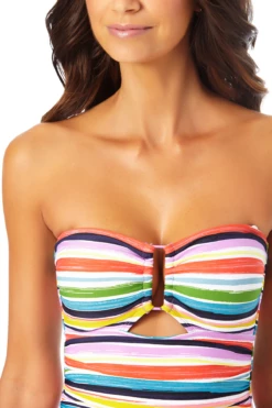 Anne Cole - Bandeau Keyhole Shirred One Piece Swimsuit -SWIMSUITS DIRECT Sales AnneCole BandeauKeyholeShirredOnePieceSwimsuit 1032 22MO06184 MULT jpg