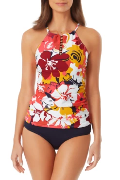 Anne Cole - High Neck Beaded Tankini Top