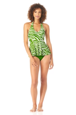 Anne Cole - Women's Flounce Tankini Swim Top -SWIMSUITS DIRECT Sales AnneCole HighNeckHalterTankiniSwimTop 005 22MT22264 GRGR jpg