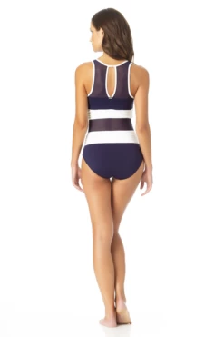 Anne Cole - High Neck Mesh One Piece Swimsuit -SWIMSUITS DIRECT Sales AnneCole HighNeckMeshOnePieceSwimsuit 777 22MO07301 NVWH jpg