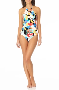 Anne Cole - High Neck With Keyhole One Piece Swimsuit -SWIMSUITS DIRECT Sales AnneCole HighNeckWithKeyholeOnePieceSwimsuit 301 21MO06485 MULT Muti jpg