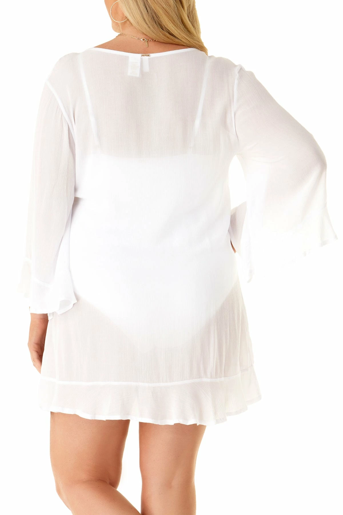 Anne Cole Plus - Flounce V Neck Tunic Cover Up 10 Anne Cole Plus - Flounce V Neck Tunic Cover Up - Image 8