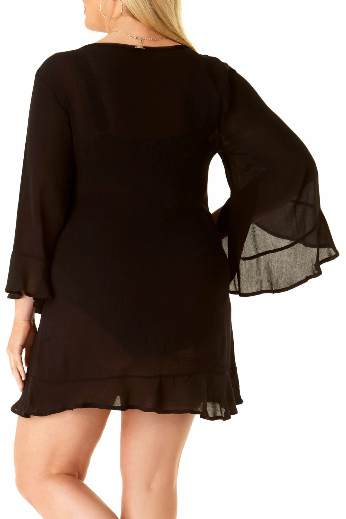 Anne Cole Plus - Flounce V Neck Tunic Cover Up 4 Anne Cole Plus - Flounce V Neck Tunic Cover Up - Image 2