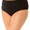 Anne Cole Plus - Convertible High Waist Shirred Swim Bottom -SWIMSUITS DIRECT Sales AnneCole Resort Plus Convertible High Waist Shirred Swim Bottom 2421 MYPB36001 BLK FRONTBOTTOM jpg