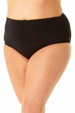 Anne Cole Plus - Convertible High Waist Shirred Swim Bottom