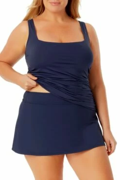 Anne Cole Plus - Square Neck Tankini Top 17 Anne Cole Plus - Square Neck Tankini Top -SWIMSUITS DIRECT Sales AnneCole Resort Plus Square Neck Tankini Top 1223 21PT21901 NVY FRONT jpg