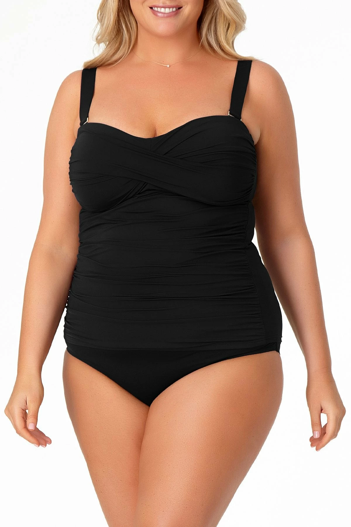 Anne Cole Plus - Twist Front Bandeaukini Swim Top 3 Anne Cole Plus - Twist Front Bandeaukini Swim Top