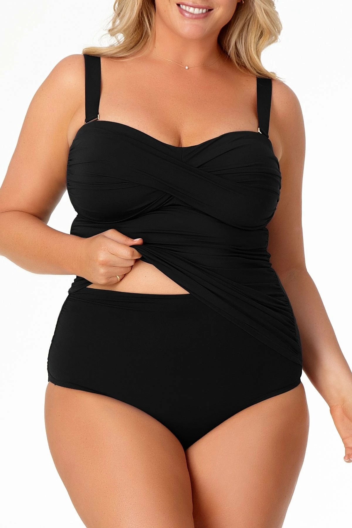 Anne Cole Plus - Twist Front Bandeaukini Swim Top 7 Anne Cole Plus - Twist Front Bandeaukini Swim Top - Image 5