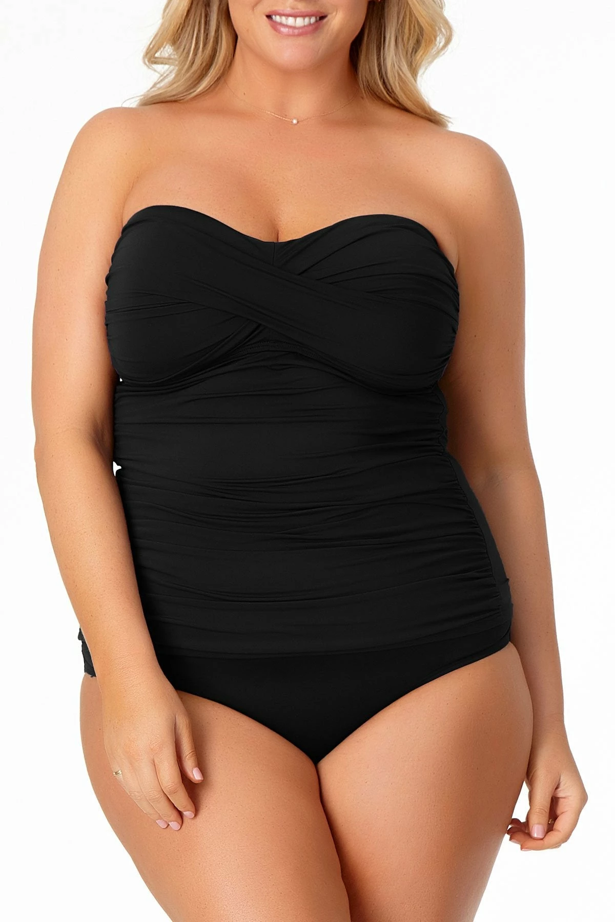 Anne Cole Plus - Twist Front Bandeaukini Swim Top 5 Anne Cole Plus - Twist Front Bandeaukini Swim Top - Image 3