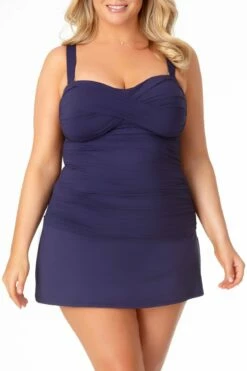 Anne Cole Plus - Twist Front Bandeaukini Swim Top 23 Anne Cole Plus - Twist Front Bandeaukini Swim Top -SWIMSUITS DIRECT Sales AnneCole Resort Plus Twist Front Bandeaukini Swim Top 607 MYPT25001 NVY FRONT jpg