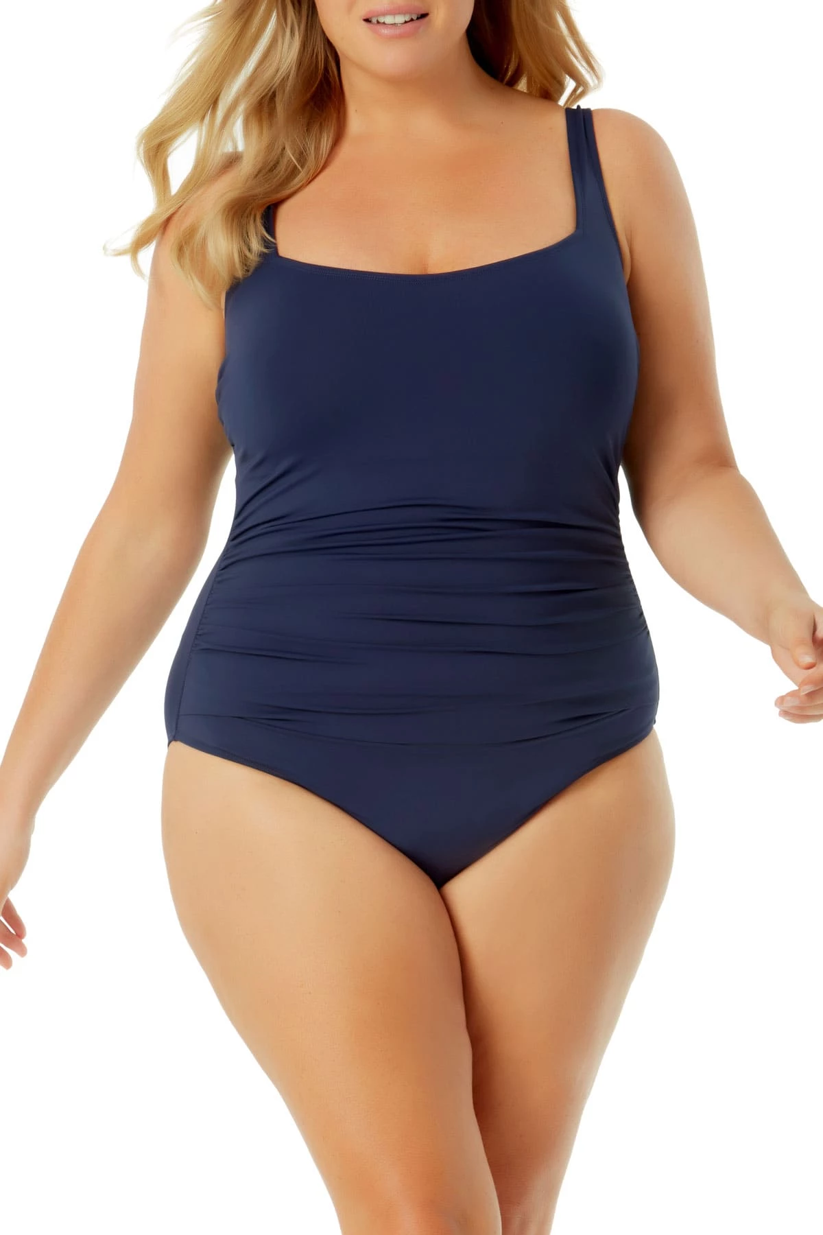 Anne Cole Plus - Square Neck Shirred One Piece 7 Anne Cole Plus - Square Neck Shirred One Piece - Image 5