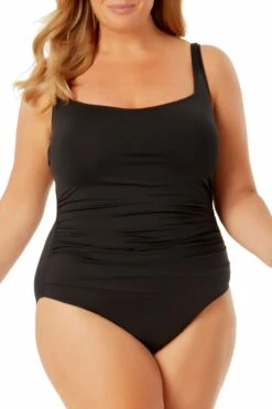 Anne Cole Plus - Square Neck Shirred One Piece