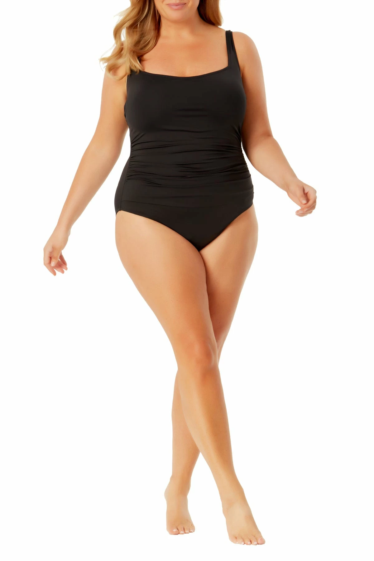 Anne Cole Plus - Square Neck Shirred One Piece 5 Anne Cole Plus - Square Neck Shirred One Piece - Image 3