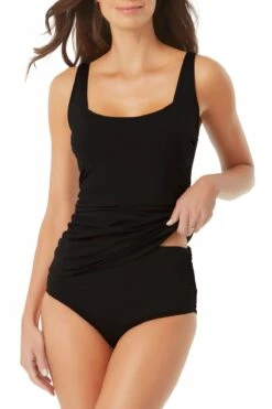 Anne Cole - Square Neck Tankini Top -SWIMSUITS DIRECT Sales AnneCole Resort Square Neck Tankini Top 579 21MT21901 BLK FRONT jpg