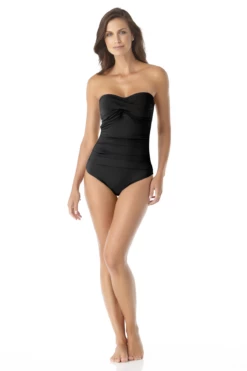 Anne Cole - Twist Front Shirred One Piece 24 Anne Cole - Twist Front Shirred One Piece -SWIMSUITS DIRECT Sales AnneCole TwistFrontShirredOnePieceSwimsuit 22462 MYMO00501 BLK jpg