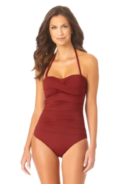 Anne Cole - Twist Front Shirred One Piece 32 Anne Cole - Twist Front Shirred One Piece -SWIMSUITS DIRECT Sales AnneCole TwistFrontShirredOnePieceSwimsuit 276 MYMO00501 RSIN FRONT jpg