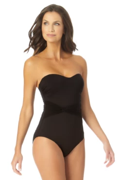Anne Cole - Twist Mesh Belt Strapless One Piece Swimsuit -SWIMSUITS DIRECT Sales AnneCole TwistMeshBeltStraplessOnePieceSwimsuit 865 22MO07601 BLK FRONT jpg