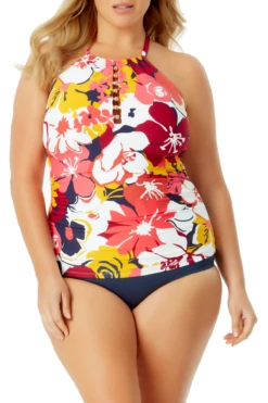 Anne Cole Plus - High Neck Beaded Tankini Top