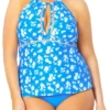 Anne Cole Plus - High Neck Keyhole Halter Tankini Top 1 Anne Cole Plus - High Neck Keyhole Halter Tankini Top -SWIMSUITS DIRECT Sales AnneColePlus HighNeckKeyholeHalterTankiniTop 433 21PT22303 BLUE FRONT jpg