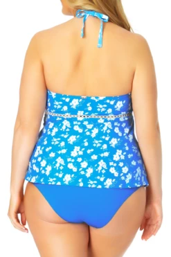 Anne Cole Plus - High Neck Keyhole Halter Tankini Top 10 Anne Cole Plus - High Neck Keyhole Halter Tankini Top -SWIMSUITS DIRECT Sales AnneColePlus HighNeckKeyholeHalterTankiniTop 454 21PT22303 BLUE BACK jpg