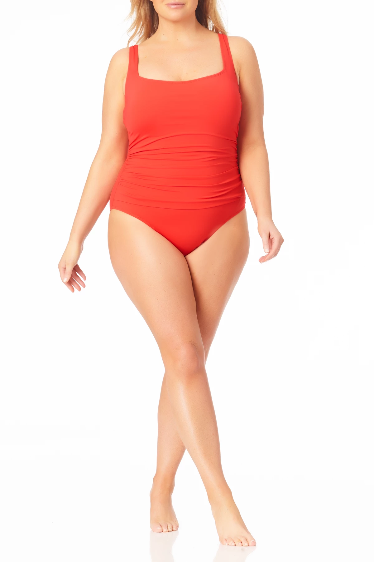 Anne Cole Plus - Square Neck Shirred One Piece 13 Anne Cole Plus - Square Neck Shirred One Piece - Image 11