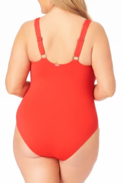 Anne Cole Plus - Square Neck Shirred One Piece 24 Anne Cole Plus - Square Neck Shirred One Piece -SWIMSUITS DIRECT Sales AnneColePlus SquareNeckShirredOnePiece 139 21PO08001 RED BACK jpg