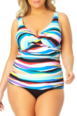 Anne Cole Plus - Twist Front Underwire Tankini Swim Top