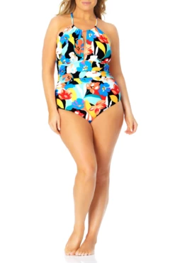 Anne Cole Plus - High Neck With Keyhole One Piece Swimsuit 9 Anne Cole Plus - High Neck With Keyhole One Piece Swimsuit -SWIMSUITS DIRECT Sales HighNeckWithKeyholeOnePieceSwimsuit 311 21PO06485 MULT jpg