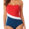 Anne Cole - Colorblock Bandeau One Piece Swimsuit