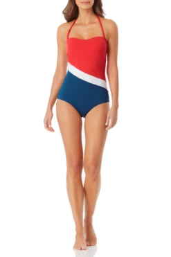 Anne Cole - Colorblock Bandeau One Piece Swimsuit -SWIMSUITS DIRECT Sales anne cole color block bandeau op front 1252 21MO02574