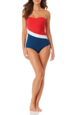 Anne Cole - Colorblock Bandeau One Piece Swimsuit -SWIMSUITS DIRECT Sales anne cole color block bandeau op front 1268 21MO02574