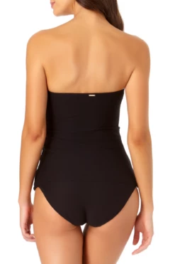 Anne Cole - Textured Twist Front Bandeau Tankini Top With Cutout -SWIMSUITS DIRECT Sales anne cole dream weaver twist front bikini top back crop1829 21MT28714