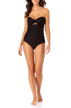 Anne Cole - Textured Twist Front Bandeau Tankini Top With Cutout -SWIMSUITS DIRECT Sales anne cole dream weaver twist front bikini top front 1800 21MT28714 2
