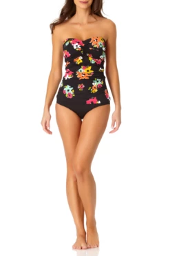 Anne Cole - Twist Front Bandeaukini Swim Top -SWIMSUITS DIRECT Sales anne cole island bloom twist front shirred bandeaukini front 2212 21MT25027