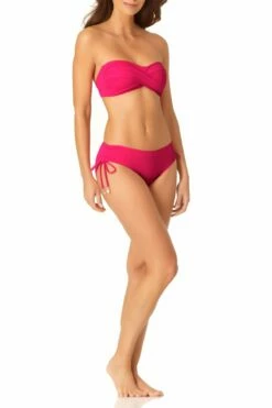 Anne Cole - Twist Bandeau Bikini Top -SWIMSUITS DIRECT Sales anne cole live in color twist bandeau bikini top berry front 397 MYMT10101