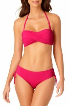 Anne Cole - Twist Bandeau Bikini Top -SWIMSUITS DIRECT Sales anne cole live in color twist bandeau bikini top bery front crop 380 MYMT10101