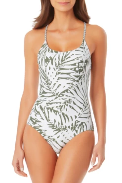 Front Page 24 Anne Cole - Lace Back Shirred Lingerie Maillot One Piece Swimsuit