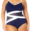 Anne Cole Plus - Colorblock Mesh One Piece Swimsuit