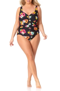 Anne Cole Plus - Sweetheart U Trim One Piece Swimsuit 11 Anne Cole Plus - Sweetheart U Trim One Piece Swimsuit -SWIMSUITS DIRECT Sales anne cole plus island bloom sweetheart u trim ruched one piece front 1377 21PO07527