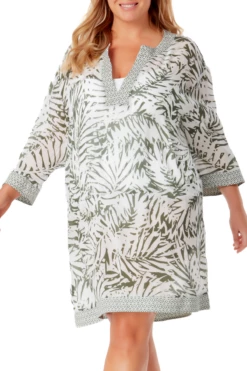 Anne Cole Plus - Contrast Band Tunic Cover Up