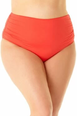 Anne Cole Plus - Convertible Shirred High Low Swim Bottom