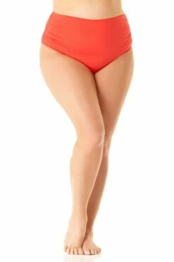 Anne Cole Plus - Convertible Shirred High Low Swim Bottom 23 Anne Cole Plus - Convertible Shirred High Low Swim Bottom -SWIMSUITS DIRECT Sales anne cole plus shirred hi low swim bottom coral 2707 sidefull 20pb36001
