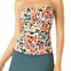 Anne Cole - Twist Front Bandeau Tankini Swim Top -SWIMSUITS DIRECT Sales anne cole sunset floral bandeau tankini frontcrop euca 750 20mt25067 20mb40001